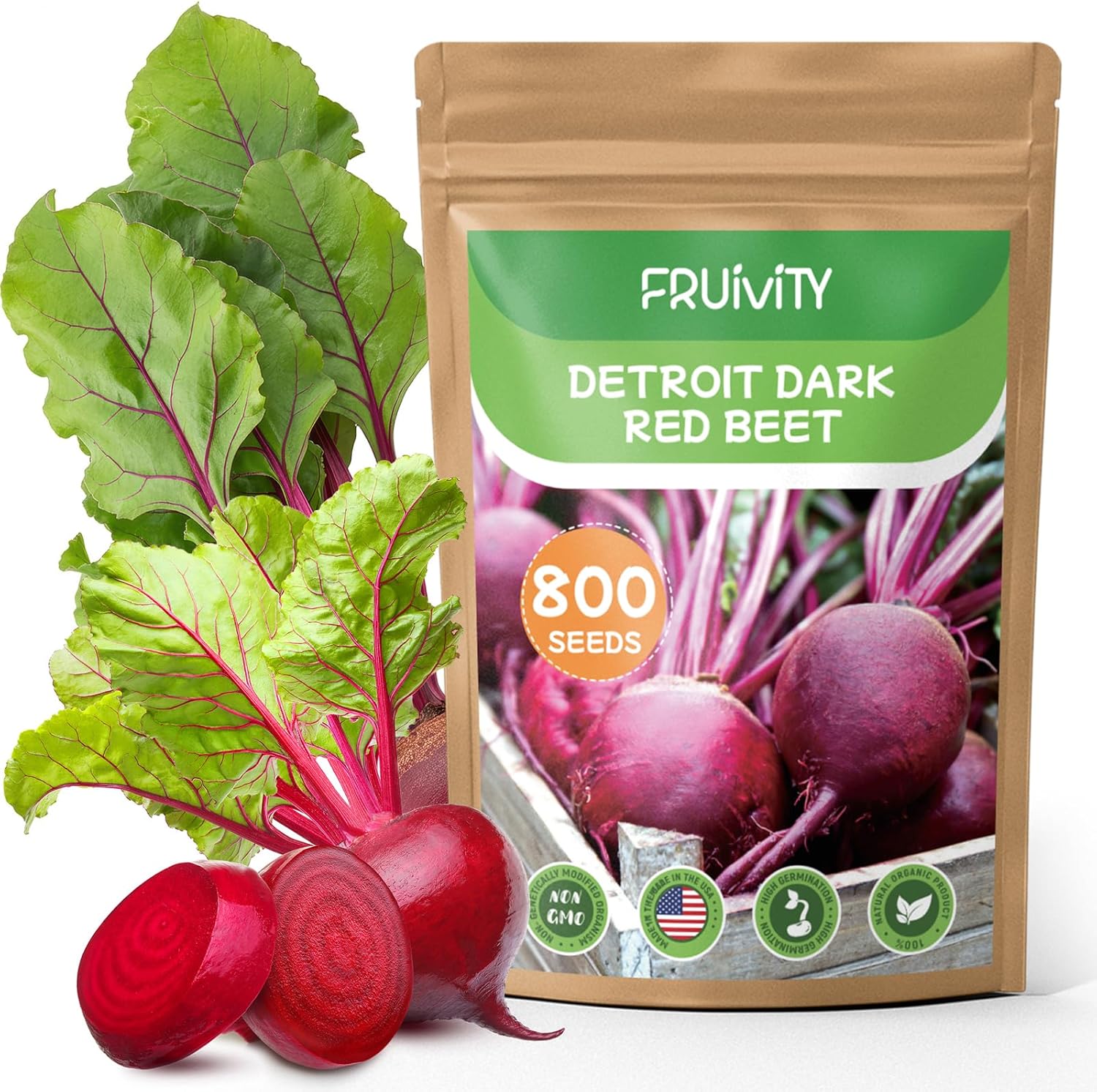 800+ Heirloom Fruivity Detroit Dark Red Beet Seeds for Planting-Non-GMO Vegetable Seeds, High Germination, USA Grown, for Home Garden  Fresh Beets(Detroit Dark Red Beet Seeds)