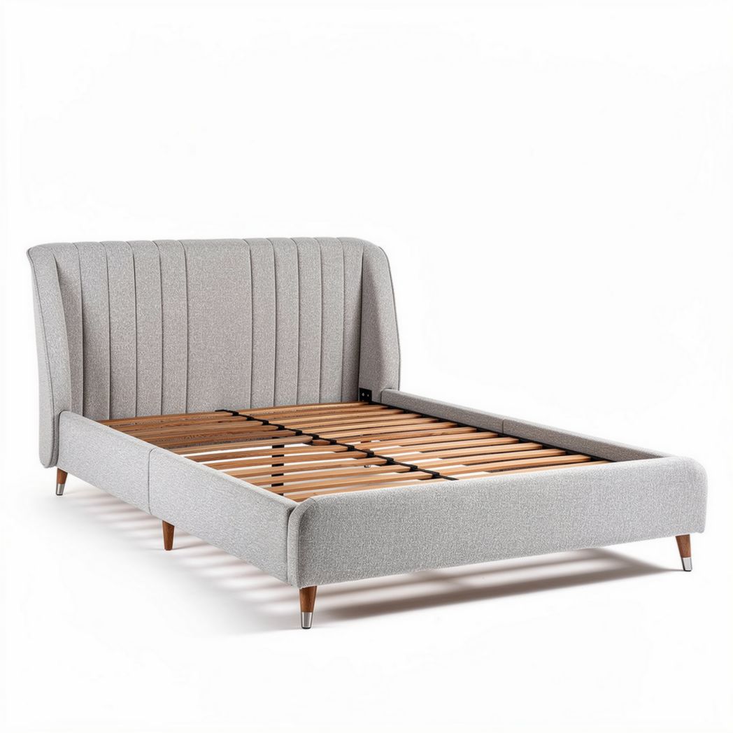 Upholstered Queen Size Bed Frame – Suitable for Bedroom Use – Fabric and Wood – 200 x 160 x 100cm