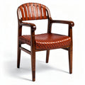 Wooden Chair with Woven Leather Seat – Suitable for Dining or Lounge Use – Made of Natural Wood and Leather – 45 x 55 x 80cm