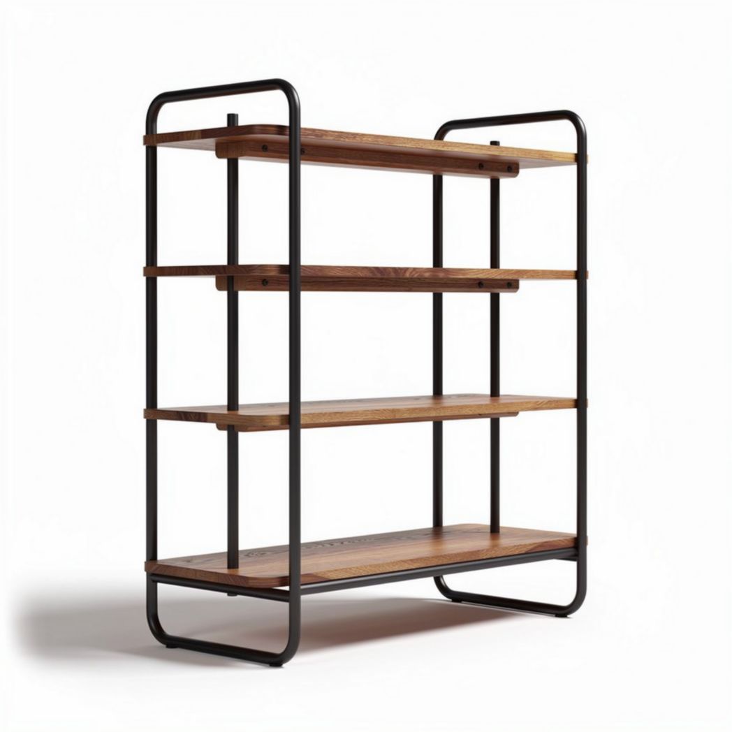 Metal Frame Bookshelf – Suitable for Home or Office Use – Wood and Metal Construction – 80 x 30 x 120cm