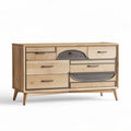 Wooden Storage Sideboard for Living Room Organization, Oak Finish, 150 x 45 x 80cm