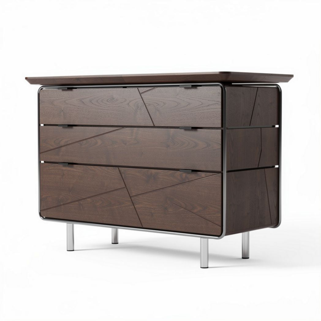 Wooden Chest of Drawers for Bedroom Organization – Crafted from Wood with Metal Accents – 80 x 40 x 80cm