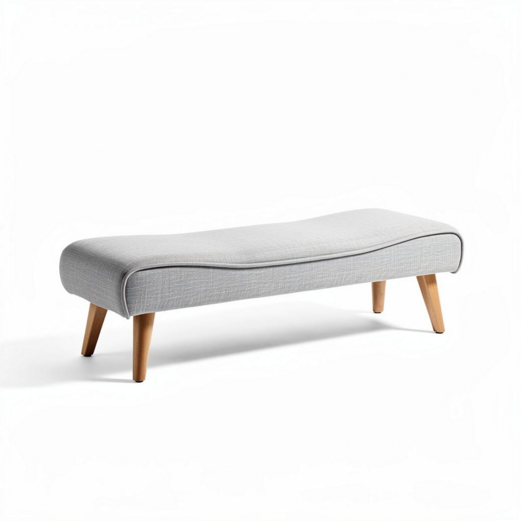 Fabric Upholstered Bench for Living Room Seating – Wood Legs – 120 x 40 x 30cm