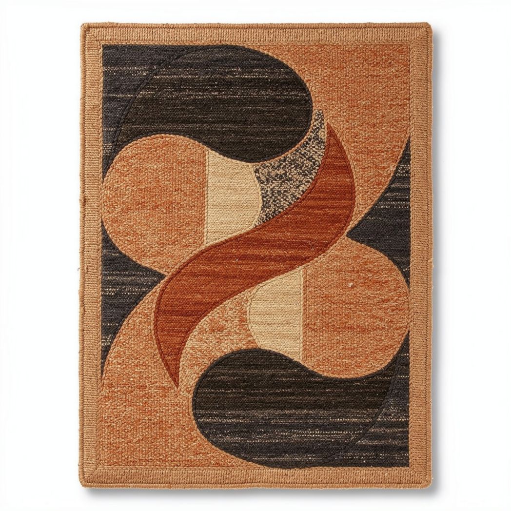 Woven Area Rug with Abstract Design for Home Decor – Cotton and Jute – 75 x 100 x 1cm