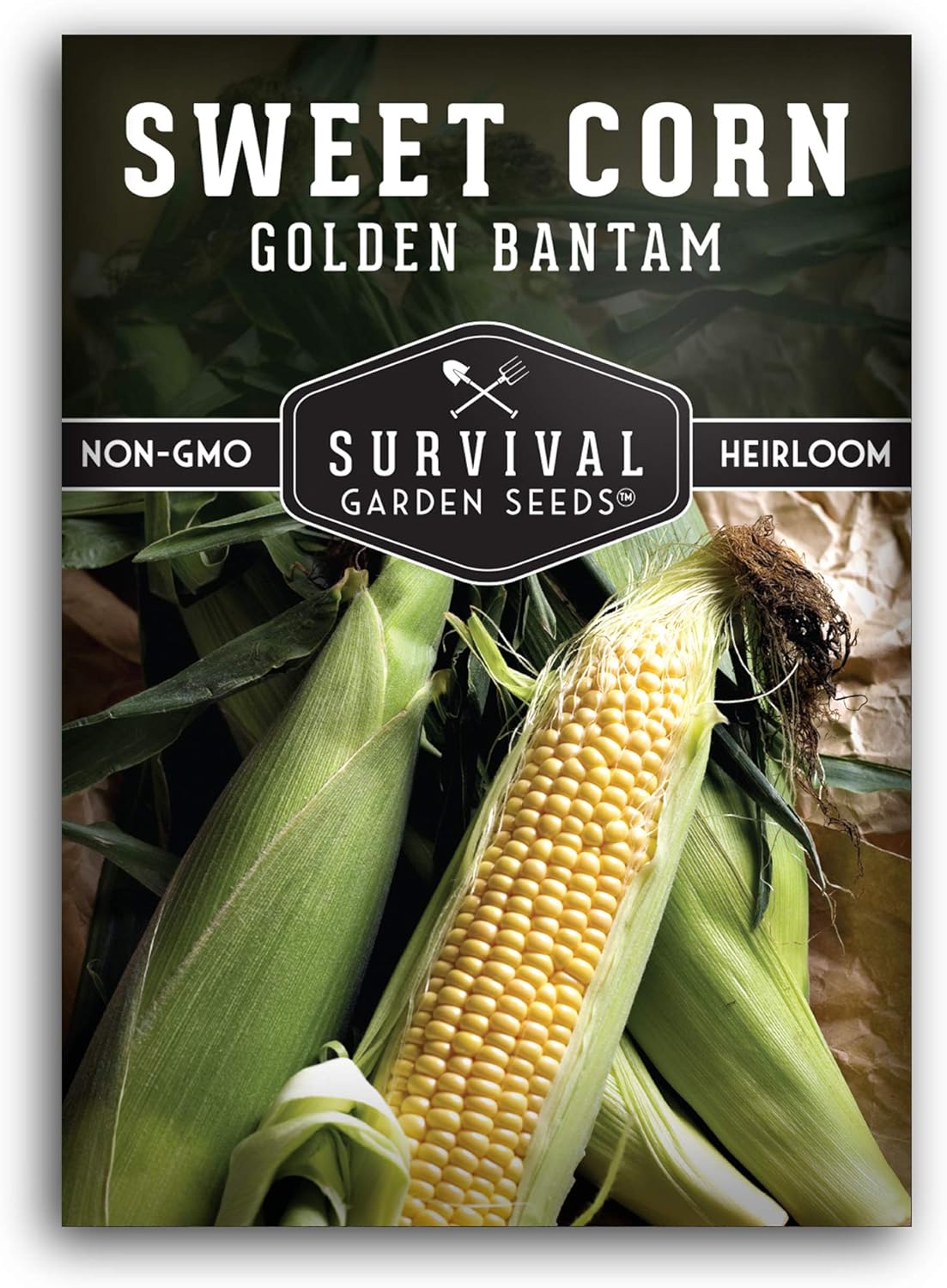 Sweet Corn Seeds for Planting - Heirloom Golden Bantam Variety - Open-Pollinated Non-GMO - Survival Garden Seeds (1 Pack)