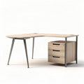 Corner Office Desk with Storage Drawers – Suitable for Work and Study – Made of Wood and Metal – 120 x 60 x 75cm