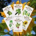 Beginning Gardener Seed Collection - 6 packets, certified organic vegetables, flower herbs varieties of seeds, growing instructions included