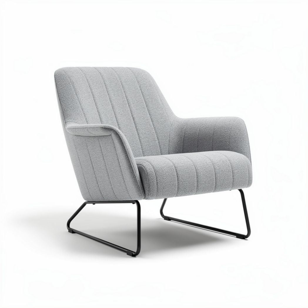 Upholstered Living Room Armchair for Relaxation – Fabric and Metal Frame – 80 x 70 x 85cm