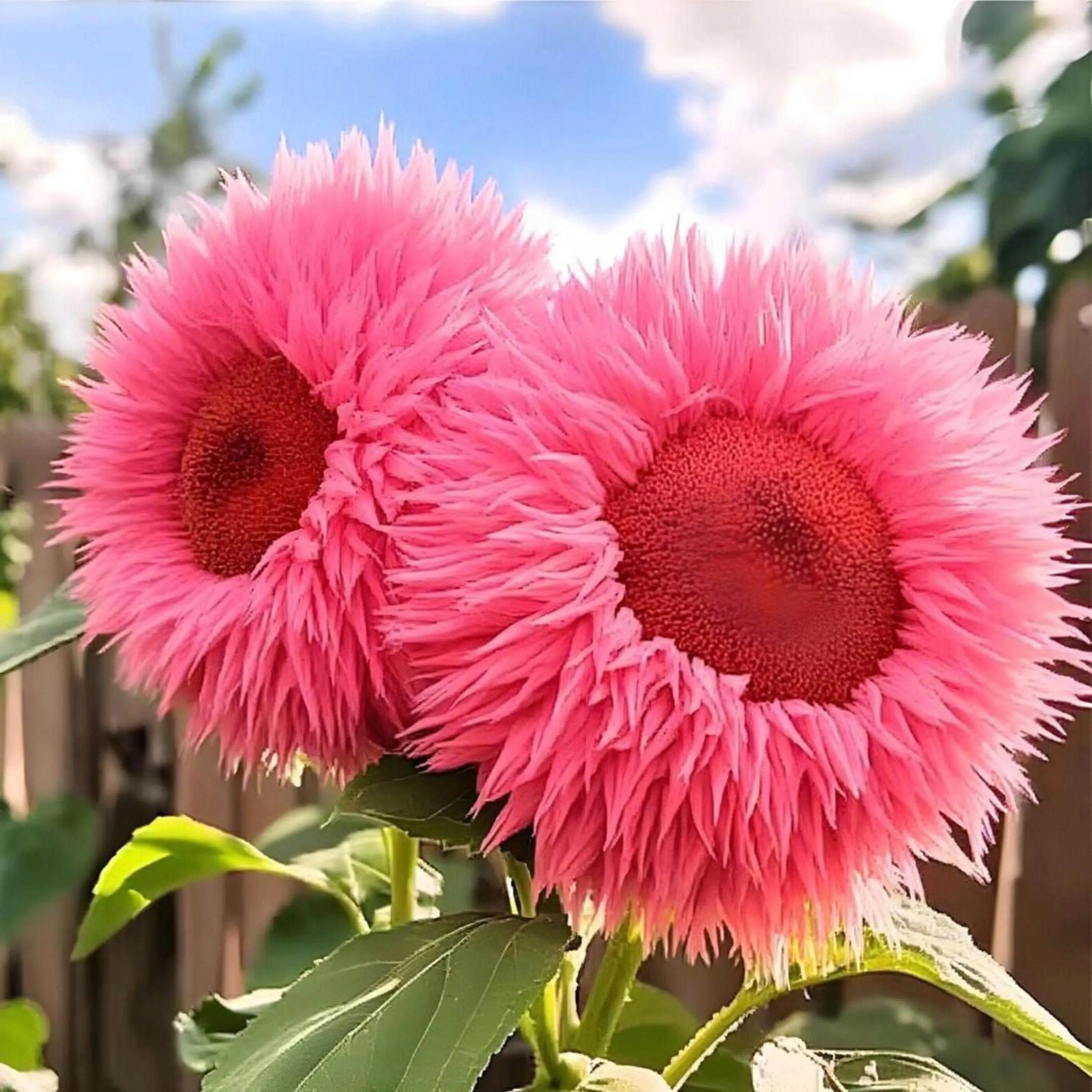 50pcs Rare Pink Giant Teddy Bear Sunflower Seeds - Unique Fluffy Blooms